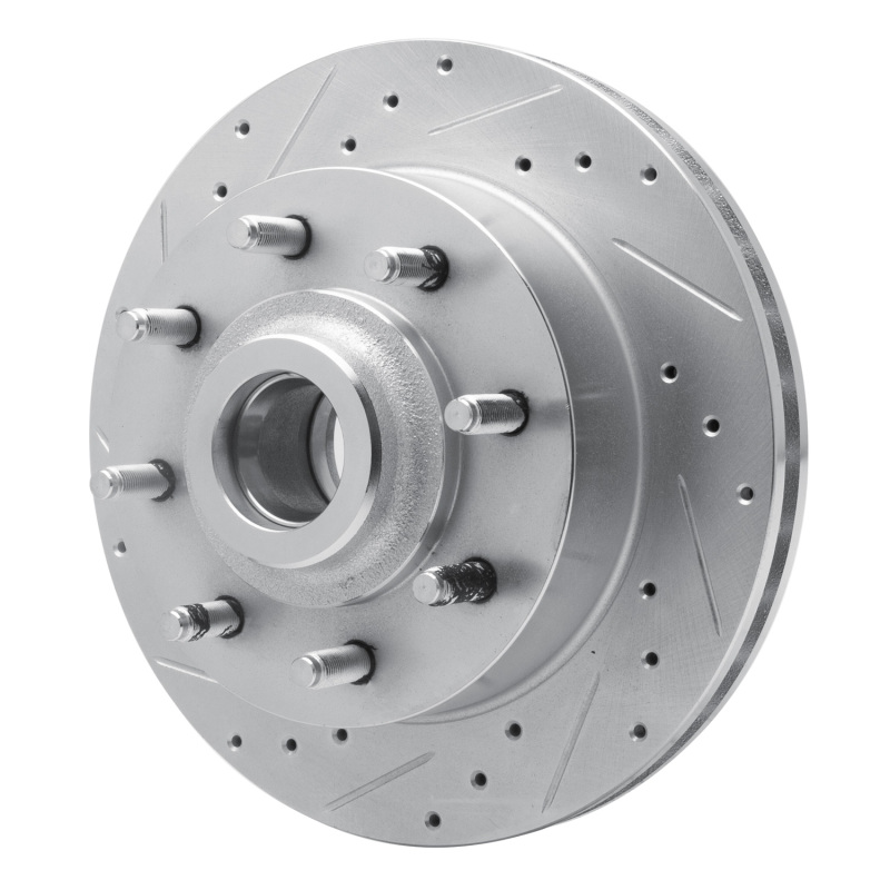 Dodge Ram 2500 Van Brake Rotor (1) - Front Left - R1 Concepts - Drilled & Slotted - Silver - `98-`03